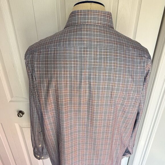 Men's Tailored Fit Plaid Shirt Size 17 XL Grey Multicolor Kirkland Signature - Picture 4 of 16